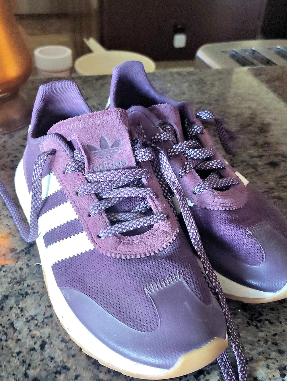 adidas Flashback Purple & White Striped Sneakers